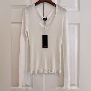 NWT LINE white deep vneck knit top